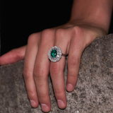 Dorsey - 14K TATE RING IN LAB EMERALD AND LAB DIAMOND, 14K YELLOW GOLD