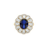 Dorsey - 14K TATE RING IN LAB BLUE SAPPHIRE AND LAB DIAMOND, 14K YELLOW GOLD