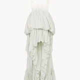 Chloé - High-low ruffled dress in silk habotai & lace