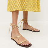 Loeffler Randall - Lianna Gold/Espresso Lace-Up Sandal