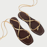 Loeffler Randall - Lianna Gold/Espresso Lace-Up Sandal
