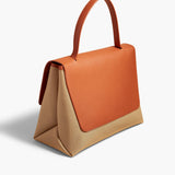 Khaite - Large Lia Bag in Tan Leather and Honey Canvas