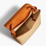 Khaite - Large Lia Bag in Tan Leather and Honey Canvas