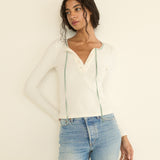 DOEN - LIDIE TEE - - SALT WITH CLOUD BLUE RIBBON
