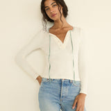 DOEN - LIDIE TEE - - SALT WITH CLOUD BLUE RIBBON
