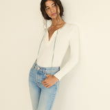 DOEN - LIDIE TEE - - SALT WITH CLOUD BLUE RIBBON