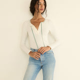 DOEN - LIDIE TEE - - SALT WITH CLOUD BLUE RIBBON