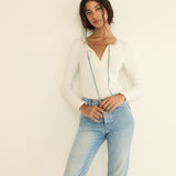 DOEN - LIDIE TEE - - SALT WITH CLOUD BLUE RIBBON