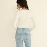 DOEN - LIDIE TEE - - SALT WITH CLOUD BLUE RIBBON