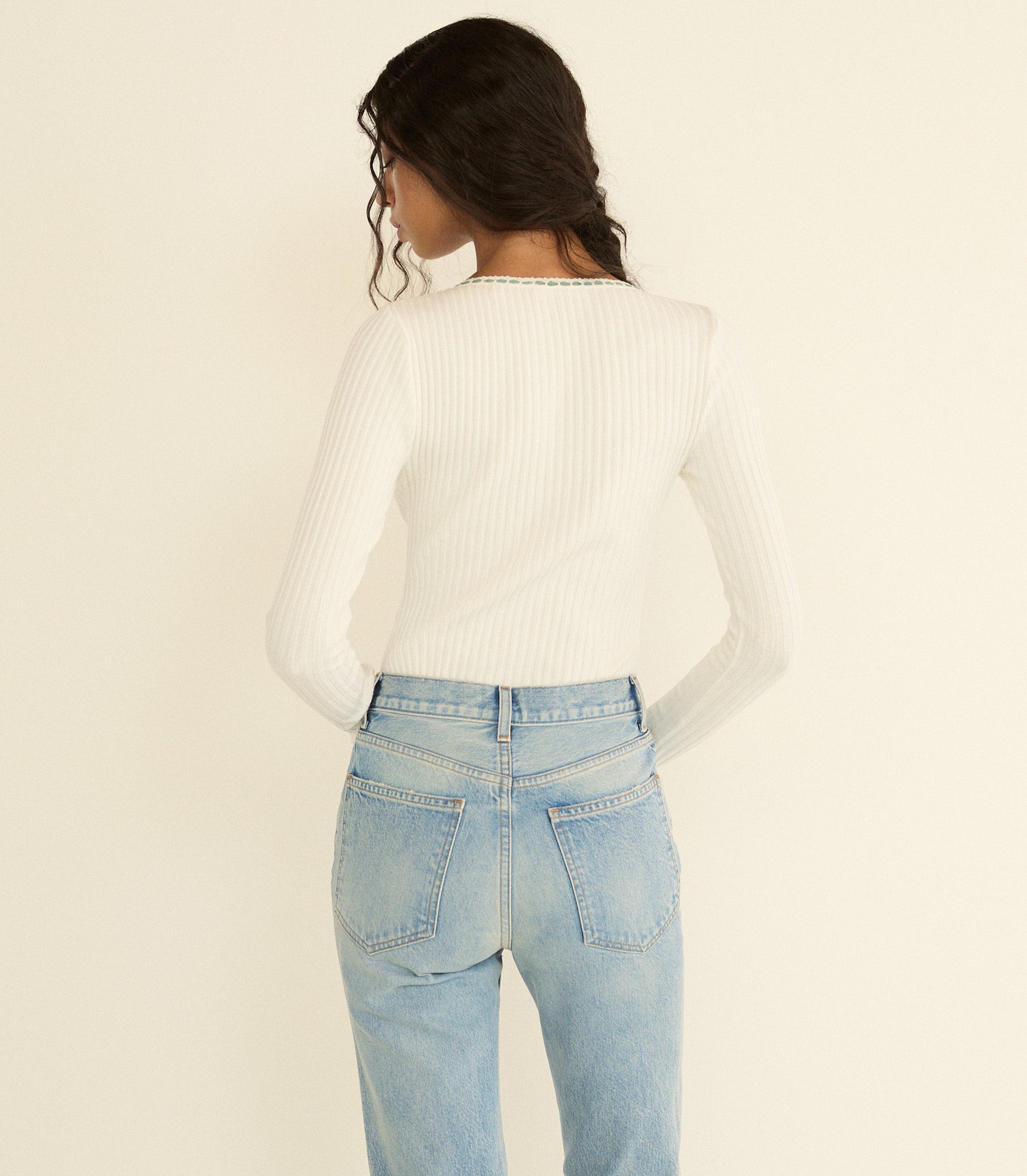 DOEN - LIDIE TEE - - SALT WITH CLOUD BLUE RIBBON
