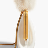 Khaite - Small Lilith Evening Bag in Optic White Crackle Patent Leather with Shearling