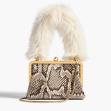 Khaite - Small Lilith Evening Bag in Natural Python with Detachable Shearling Handle