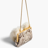 Khaite - Small Lilith Evening Bag in Natural Python with Detachable Shearling Handle