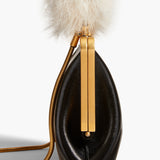 Khaite - Small Lilith Evening Bag in Black Crackle Patent Leather with Shearling