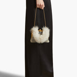 Khaite - Small Lilith Evening Bag in Natural Python-Embossed Leather with Shearling
