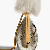 Khaite - Small Lilith Evening Bag in Natural Python-Embossed Leather with Shearling