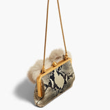 Khaite - Small Lilith Evening Bag in Natural Python-Embossed Leather with Shearling