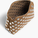 Khaite - Lina Crossbody Bag in Mokka Suede with Silver Studs