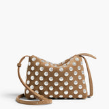 Khaite - Lina Crossbody Bag in Mokka Suede with Silver Studs