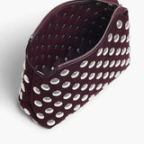 Khaite - Lina Crossbody Bag in Rouge Noir Suede with Silver Studs