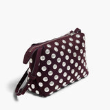 Khaite - Lina Crossbody Bag in Rouge Noir Suede with Silver Studs