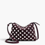 Khaite - Lina Crossbody Bag in Rouge Noir Suede with Silver Studs
