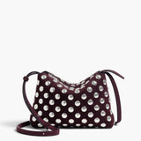 Khaite - Lina Crossbody Bag in Rouge Noir Suede with Silver Studs