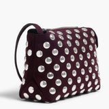 Khaite - Lina Crossbody Bag in Rouge Noir Suede with Silver Studs