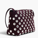 Khaite - Lina Crossbody Bag in Rouge Noir Suede with Silver Studs