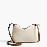 Khaite - Lina Crossbody Bag in Dark Olive Leather and Cream Canvas