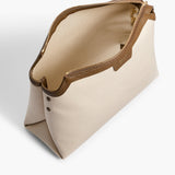 Khaite - Lina Crossbody Bag in Dark Olive Leather and Cream Canvas