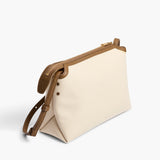 Khaite - Lina Crossbody Bag in Dark Olive Leather and Cream Canvas