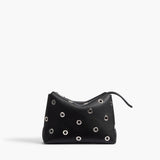 Khaite - Lina Pochette in Black Pebbled Leather with Grommets