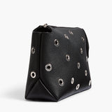 Khaite - Lina Pochette in Black Pebbled Leather with Grommets