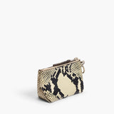 Khaite - Lina Keychain Pouch in Natural Python-Embossed Leather