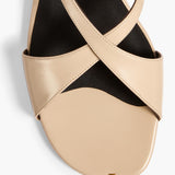 Khaite - Liria Ankle Strap Flat Sandal in Nude Glazed Leather