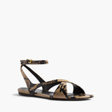 Khaite - Liria Ankle Strap Flat Sandal in Python - Embossed Taupe