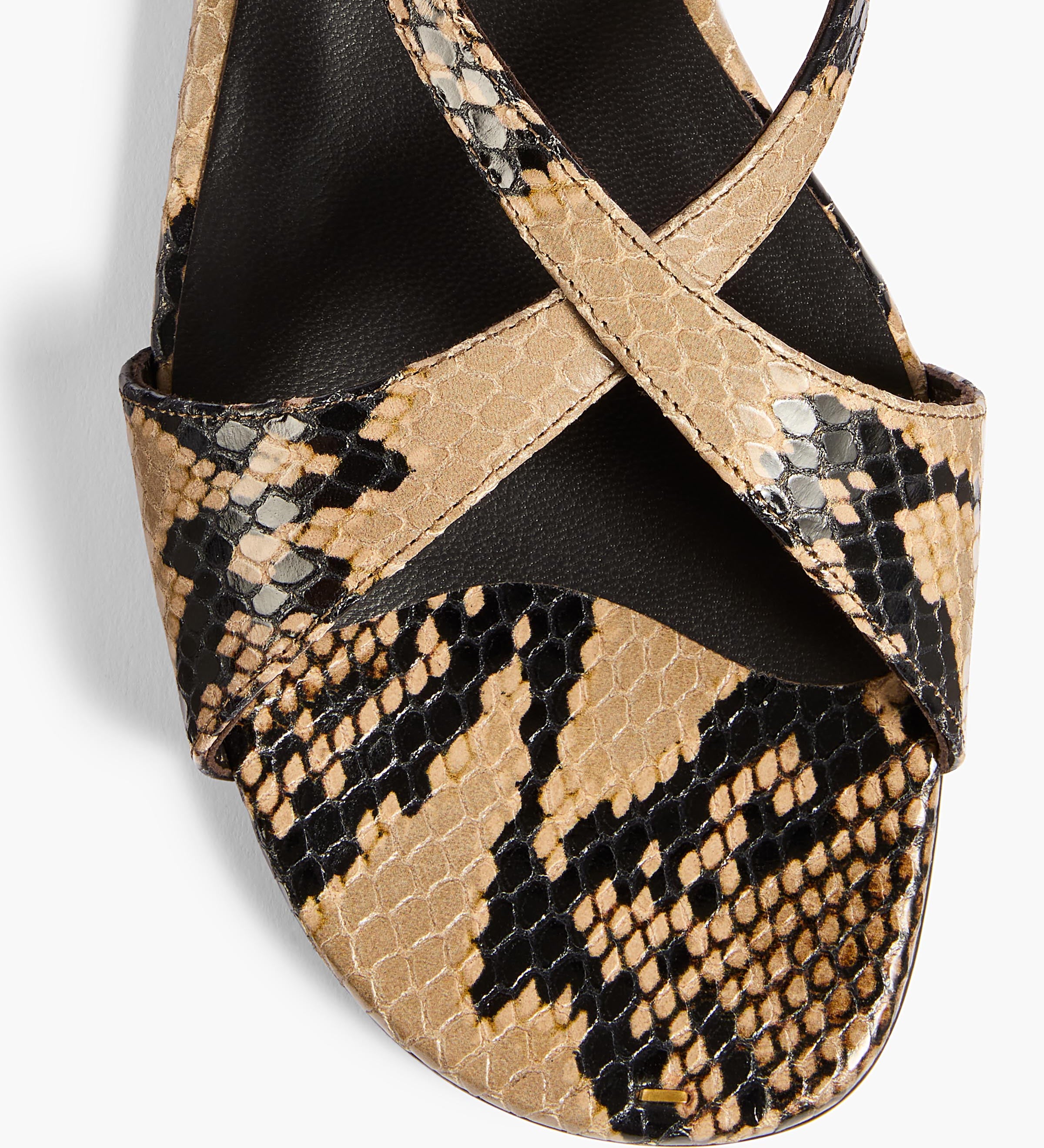Khaite - Liria Ankle Strap Flat Sandal in Python - Embossed Taupe