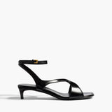 Khaite - Liria Ankle Strap Sandal in Black Glazed Leather