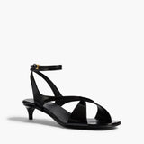 Khaite - Liria Ankle Strap Sandal in Black Glazed Leather