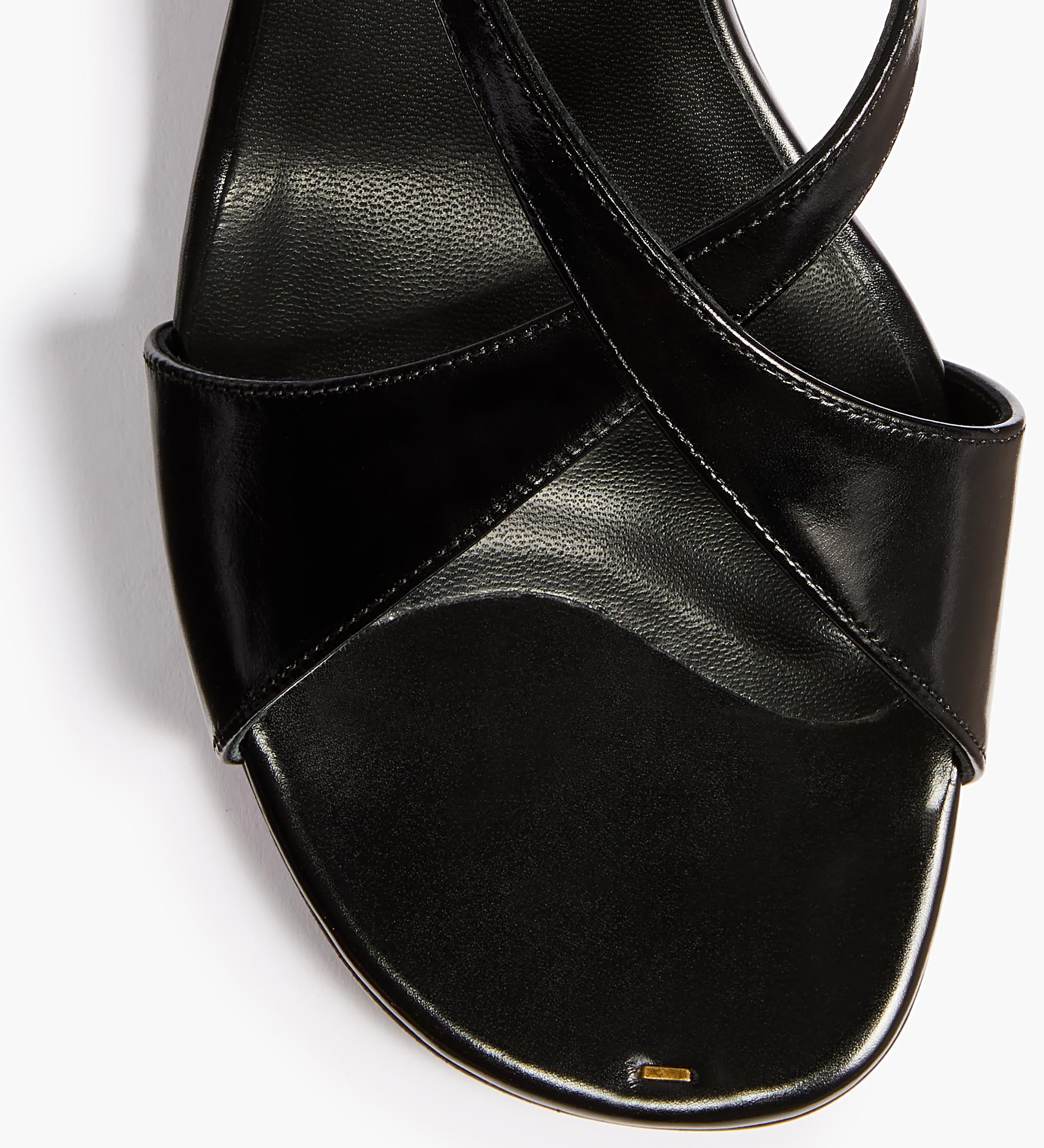 Khaite - Liria Ankle Strap Sandal in Black Glazed Leather