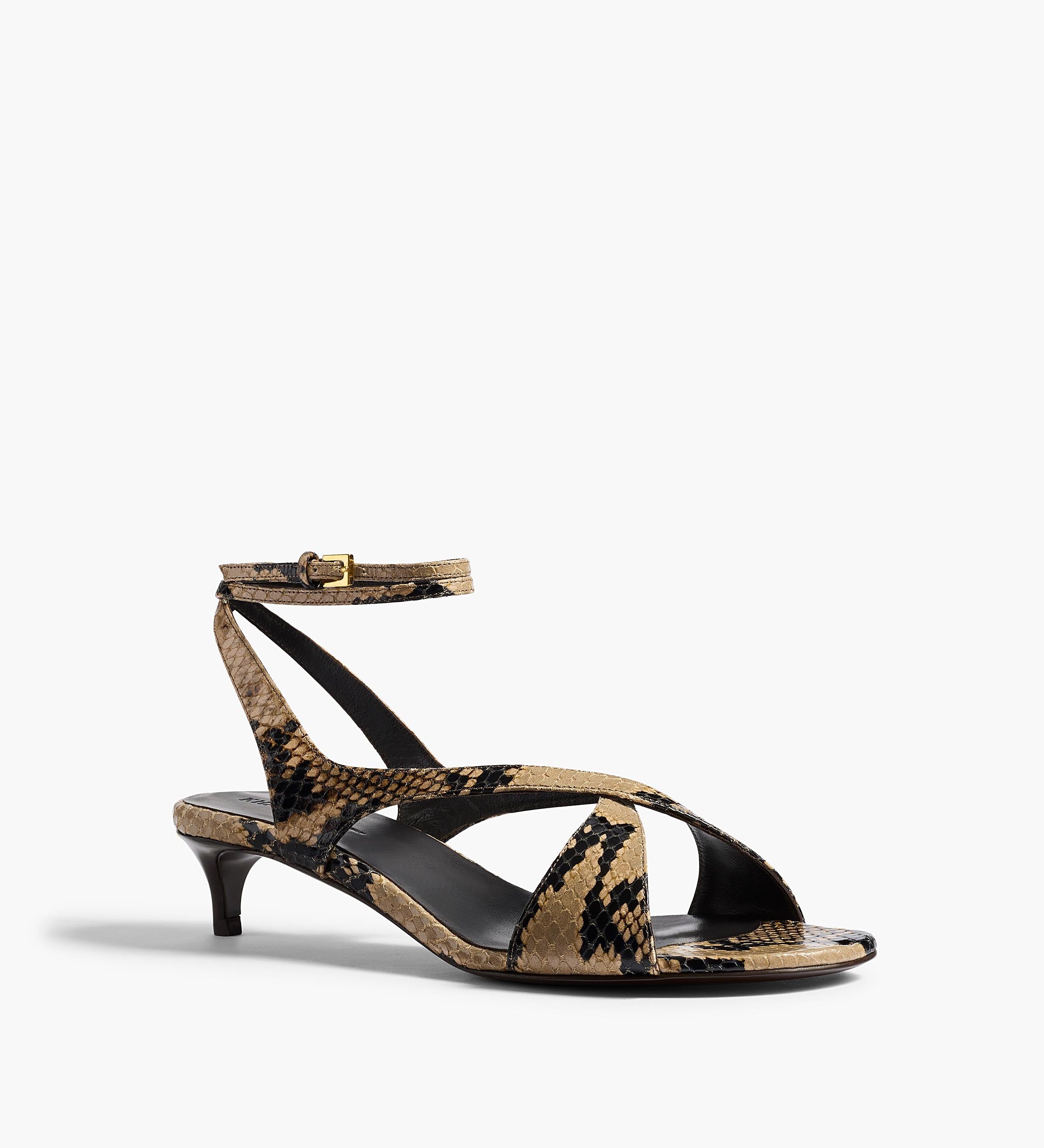 Khaite - Liria Ankle Strap Sandal in Python - Embossed Taupe