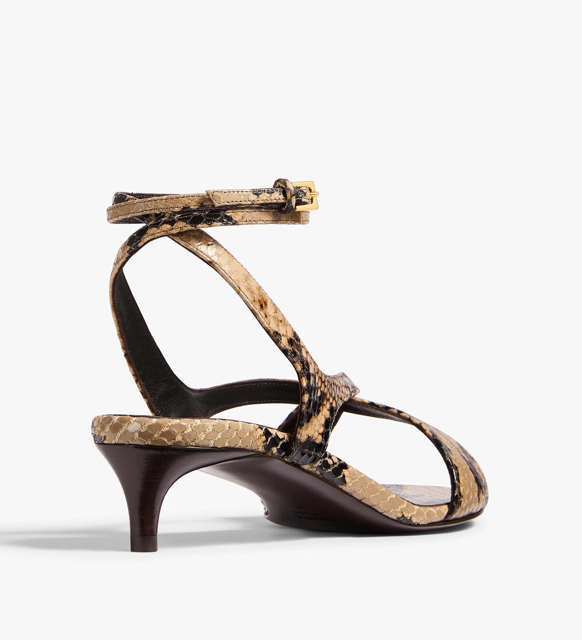 Khaite - Liria Ankle Strap Sandal in Python - Embossed Taupe