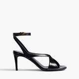 Khaite - Liria Ankle Strap Sandal in Black Glazed Leather