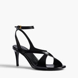 Khaite - Liria Ankle Strap Sandal in Black Glazed Leather