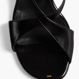 Khaite - Liria Ankle Strap Sandal in Black Glazed Leather