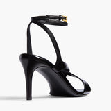 Khaite - Liria Ankle Strap Sandal in Black Glazed Leather