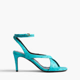 Khaite - Liria Ankle Strap Sandal in Crystal Blue Ostrich