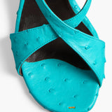 Khaite - Liria Ankle Strap Sandal in Crystal Blue Ostrich