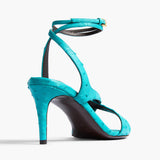 Khaite - Liria Ankle Strap Sandal in Crystal Blue Ostrich